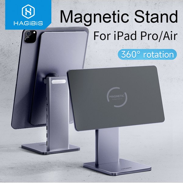 Hagibis Faltbarer Magnetischer Ständer für iPad Pro 12.9 3./4./5. Generation 11 Air iPad 10. Generation Tablet-Halterung 10.9 Rotationshalterung USB-C Hub