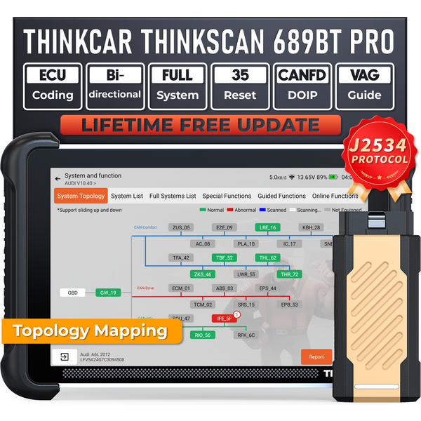 Globale Version THINKCAR THINKSCAN 689BT PRO Professionelle Kfz-Diagnosegeräte Topologie-Grafik Vollsystem J2534 DOIP CANFD ECU-Codierung Bidirektionaler Test Auto OBD2 Scanner