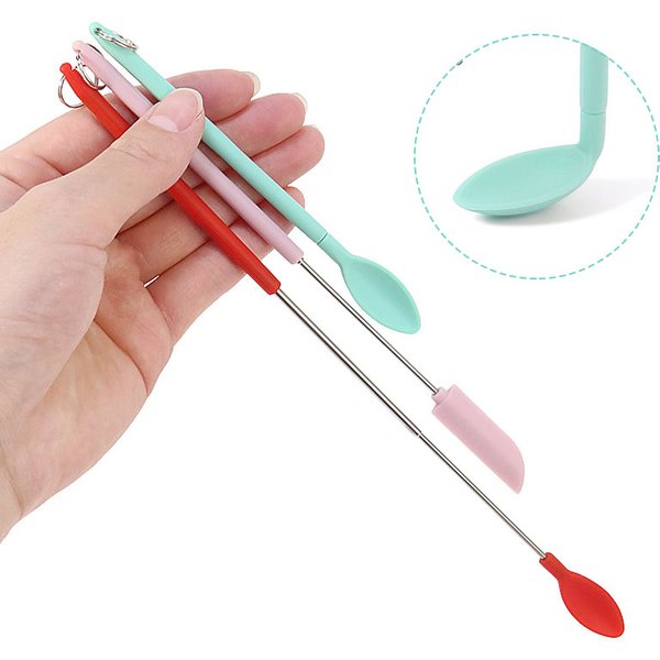 Mini grattoir rétractable en Silicone, bouteille profonde, cuillère, spatule, ensemble de pots de cuisine, crème au beurre, spatule télescopique, brosse