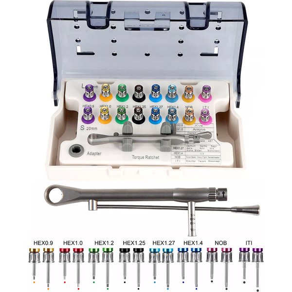 Multifunctional Dental Implant Restoration Tool Box Implant Restoration Screwdriver Wrench Torque Wrench Ratchet 20/25mm