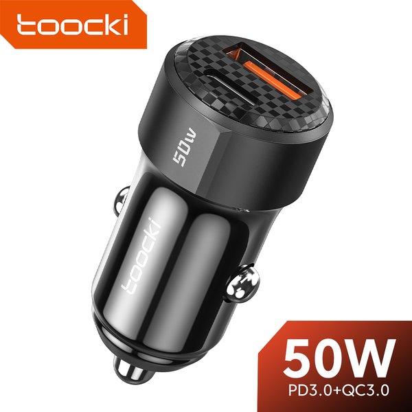 Toocki 50W USB C Car Charger Type C PD20W QC3.0 Car Phone Charger Fast Charging For iPhone Samsung Xiaomi Huawei