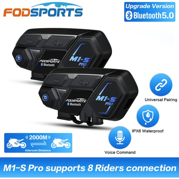 Fodsports M1-S Pro Motorcycle Helmet Intercom 2000M Wireless Bluetooth Headset Intercomunicador Moto 8 Riders Earphone