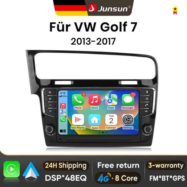 Junsun 9-Zoll-Android-Autoradio für VW Volkswagen Golf 7 2013-2017, kabellos für Apple CarPlay, Auto-IPS-Touchscreen, Stereo-Multimedia-Videoplayer, intelligente Fahrzeugsysteme,