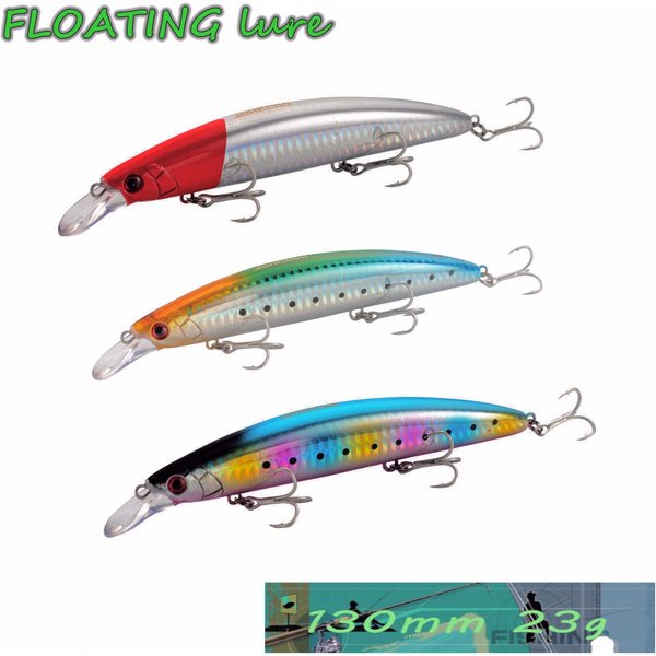 Weitwurf schwimmender Jerkbait 130 mm 23 g Angelköder mit hochwertigen Haken Wobbler Minnow für Seebarsch Barsch Karpfen Hecht