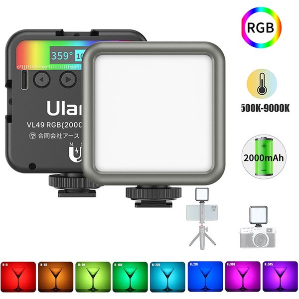 Ulanzi VL49 pełnokolorowa lampa wideo LED RGB 2500K-9000K 800LUX magnetyczna Mini Fill 3 zimne buty 2000 mAh lampa kamery typu C