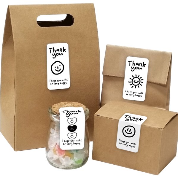 Autocollant de sceau de boîte 100 pièces, autocollants de scellage d'emballage de produits d'affaires, autocollants sourire Kawaii, autocollants de scellage d'étiquette de décoration de boîte-cadeau