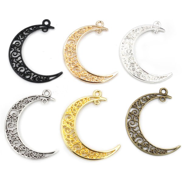 41x30mm 10 pièces 6 couleurs plaqué lune Style pendentif à breloques fait à la main: bricolage pour bracelet collier