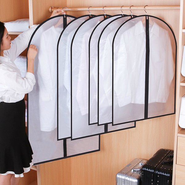 Housses de vêtements Anti-poussière PEVA, 5 pièces, protection de manteau transparente, garde-robe, Anti-basse température, pliable, sac à vêtements suspendu