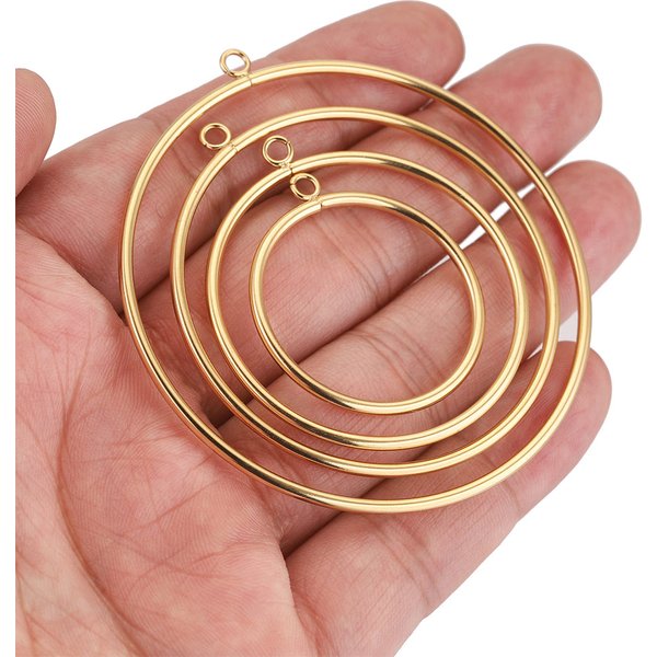 Boucles d'Oreilles Grand Cercle en Acier Inoxydable, Anneau Plaqué Or, Breloque Lunette, Fournitures de Direction, Connecteurs pour Bijoux, Vente en Gros, 30-60mm, 10 Pièces