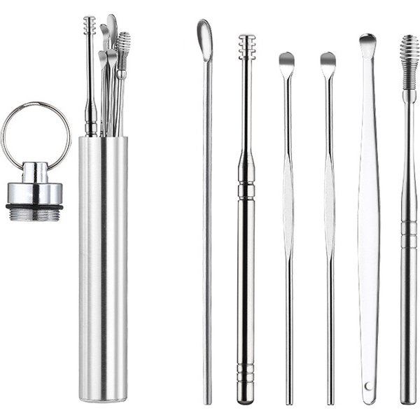 Ear Wax Remover Cleaning Kit Pickers Earwax Cleaner Curette Spoon Care Removal Tool for Baby Adults Ear Care Sets 6-7Pcs