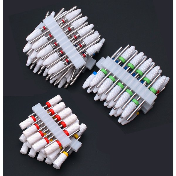 10 pièce/ensemble fraise en céramique forets à ongles électrique manucure fichiers Kit cuticule enlever bavure Gel vernis outils accessoires