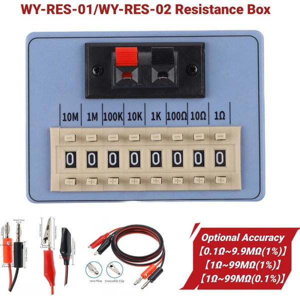 WY-RES-01 Einstellbare Widerstandsbox, kompaktes, tragbares Widerstands-Einstellwerkzeug für elektronische Tests und DIY-Schaltkreiskalibrierung