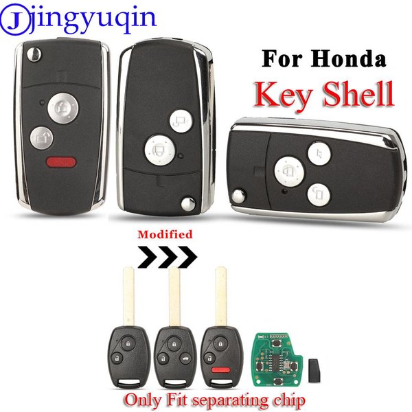 jingyuqin 2/3Buttons Replacement Modified Flip Folding Remote Car Key Shell Case For Honda Accord Crv Civic Odyssey Pilot