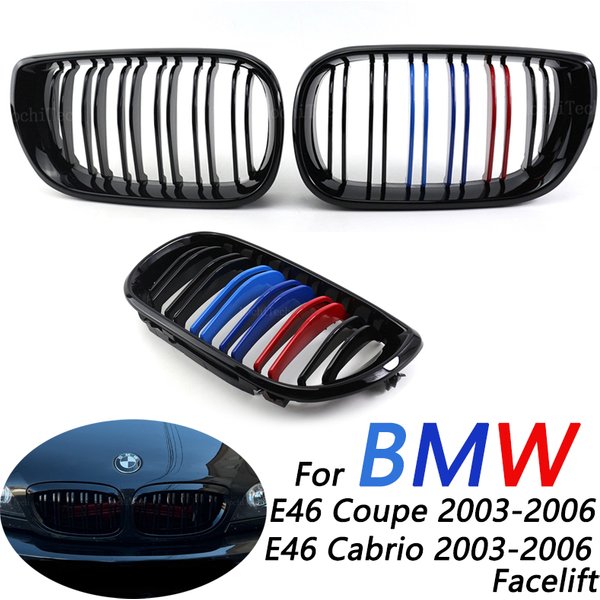 Grille de rein de pare-chocs avant ABS pour voiture, style de voiture lifting, convient pour BMW Série 3, E46 Coupé Cabrio 2 portes, 2003-2006