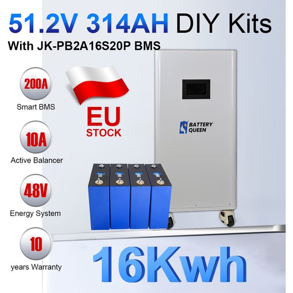 Boîtier de batterie Lifepo4 48V 320AH, pré-vente, avec JK BMS EVE 314AH 16KWH Grade A, équilibreur LF280AK CATL 314AH pour le stockage solaire domestique