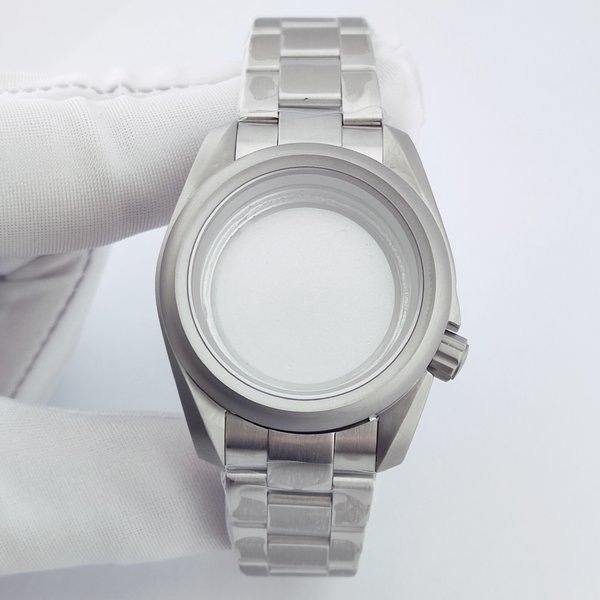 Boîtier de montre 38,5 mm NH35, finition sablée, en acier inoxydable 316L, verre saphir, étanche, bracelet 20 mm pour mouvement NH35 NH36, couronne 3,8