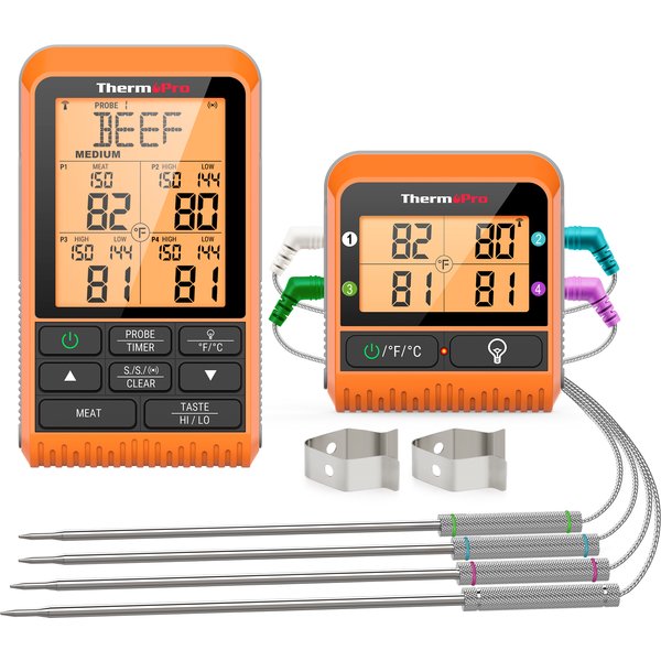 ThermoPro TP829C rétro-éclairage 4 sondes à viande 300M sans fil Barbecue four thermomètre pour viande numérique cuisine thermomètre à viande minuterie