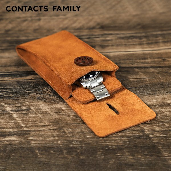 Boîtier de montre en cuir suédé de vache souple, pochettes de montres avec Inserts, rangement de montre de voyage Portable pour hommes et femmes, 7 couleurs disponibles