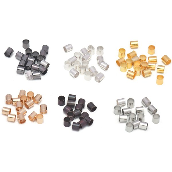 500 Stück Messingrohr-Crimp-Endperlen ColumnCord Cover Tips Ende Platin für DIY Handwerk Schmuckherstellung