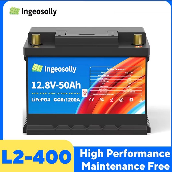 L2-400 12V Autobatterie LiFePO4 Ersatzbatterien für Fahrzeuge 50Ah CCA1200 Star-Stop Wartungsfrei Startbatterie für PKW und LKW