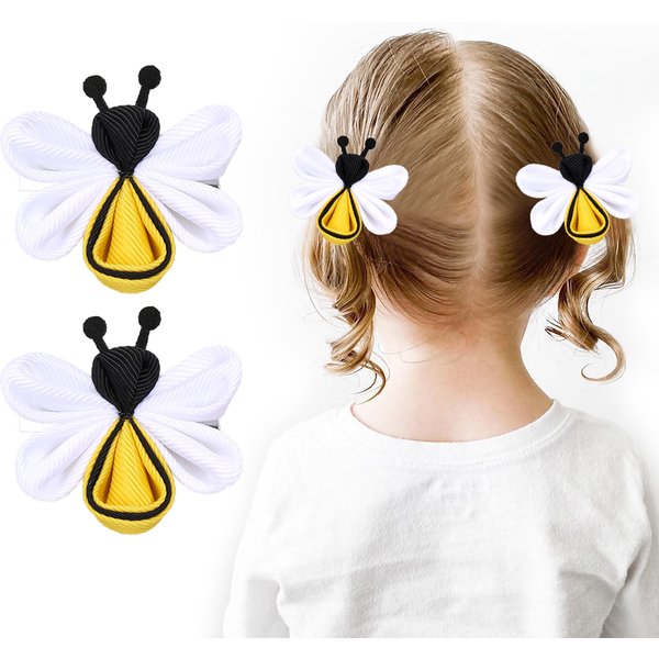 Pinces à cheveux 2 pièces épingle à cheveux en Polyester coloré pour filles épingles à cheveux abeille uniques Barrettes pour enfants enfants pinces à cheveux mignonnes accessoires de cheveux