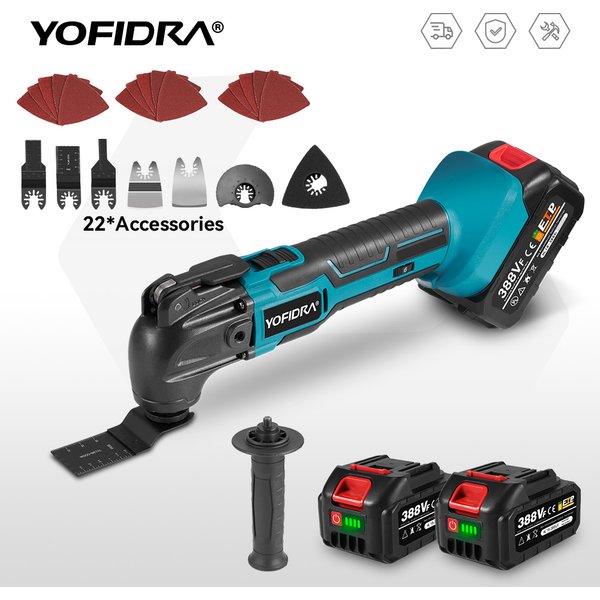 YOFIDRA Multifunktionswerkzeug Oszillierendes Multitool mit Variabler Geschwindigkeit, Elektrischer Trimmer, Sägewerkzeug für Makita 21V Akku