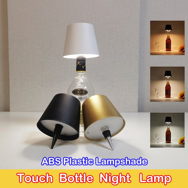 Kabellose LED-Weinflaschenlampe, 3 Farben, dimmbar, Touch-Schalter, Nachtlicht, tragbar, USB-aufladbar, Raumstimmungs-Dekorationslicht