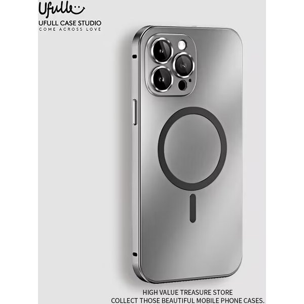 Coque magnétique en aluminium pour iPhone 13 12 14 15 16 17 18 Pro Max, compatible avec la charge sans fil Magsafe, film de protection pour objectif, panneau arrière en PC