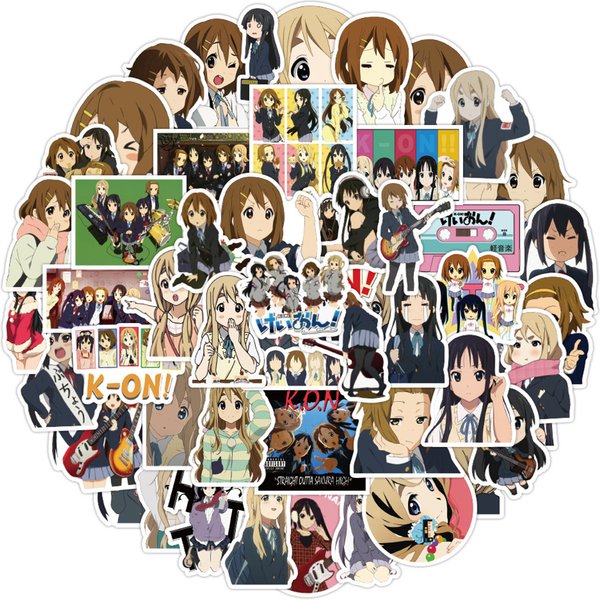 50PCS Cartoon Anime K-ON Licht Sound Mädchen Graffiti Wasserdichte Aufkleber Kreative Trendy Kühlschrank Becher Helm Auto Dekoration Aufkleber