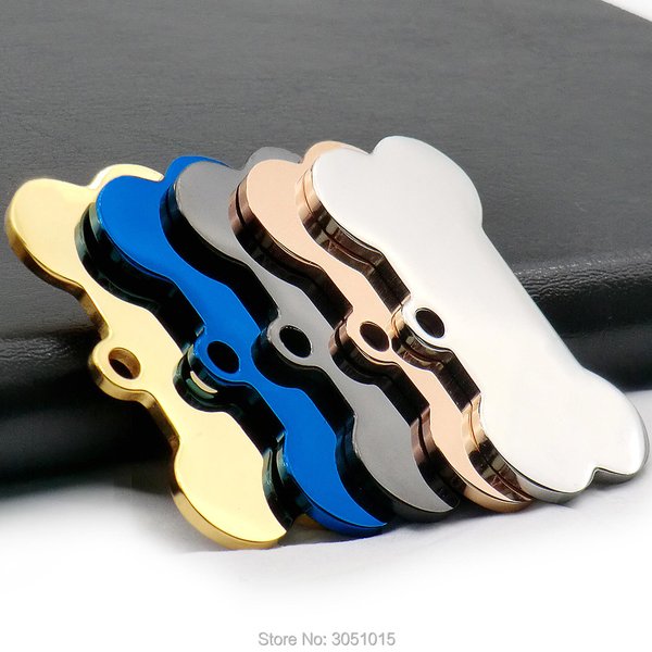 20pcs Cat Dog ID Tag Dog Personalized Stainless Steel Collar Bone Pet Charm Pet Name Pendant Bone Necklace Collar Puppy Plate