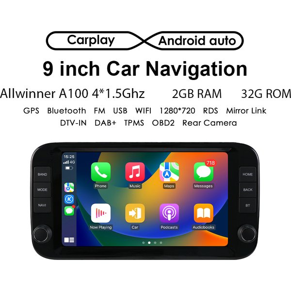 1DIN Android Radio Auto Multimedia für Fiat Panda 2013-2020 Android Auto Audio GPS Stereo Auto CarPlay intelligente Bildschirm Player
