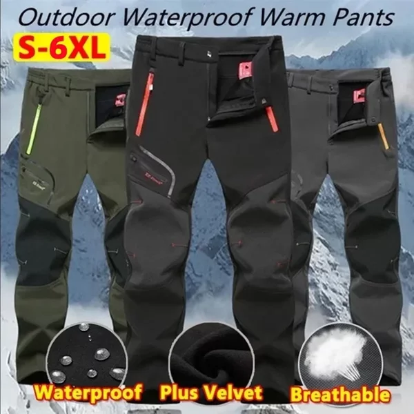 Hommes hiver nouveau chaud randonnée Trekking pêche Camping escalade pantalon surdimensionné 6XL imperméable en plein air femmes cyclisme polaire pantalon