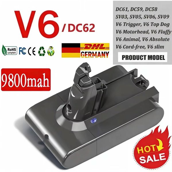 Akumulator zamienny do Dyson V6 21.6V 12800Ah DC62 DC59 DC58 SV03 SV04 SV09 Animal Motorhead V6 Slim Absolute Vacuum