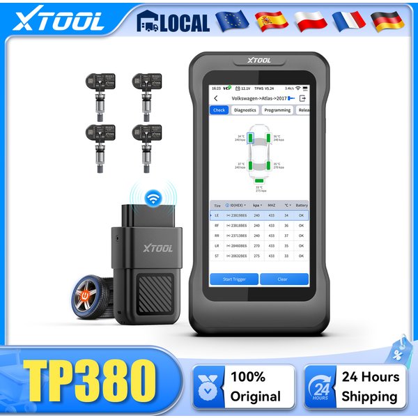 XTOOL TP380 TPMS Programmier-Scanner 5-System-Diagnosegerät 13+ Reset-Funktionen Kfz-Scanner CAN FD DOIP Lebenslange Kostenlose Updates
