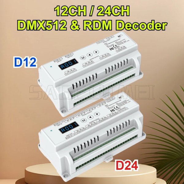 CV Led DMX Decoder D12/24 12V-24VDC DIN Schiene 24 Kanal Eingang 3A * 24CH 12CH * 5A RDM DMX512 Controller Für RGB LED Streifen Licht Band
