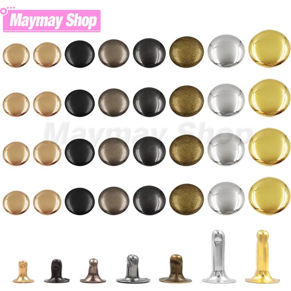 100 ensembles de Rivets à capuchon unique en métal de 5mm à 15mm, goujons ronds pour bricolage, sac artisanal en cuir, ceinture, vêtements, chapeau, chaussures, accessoires