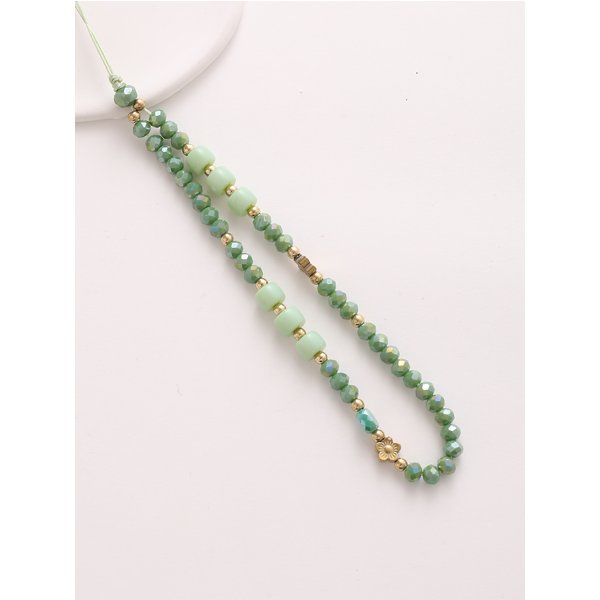 Colorful Stone with Gold Flower Mobile Phone Chain Mobile Phone Hanging Rope