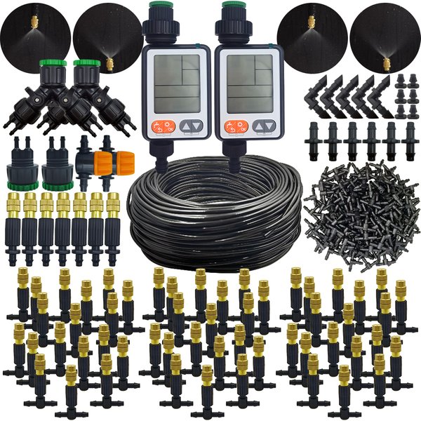 Oasis 5M-30M Garden Irrigation Outdoor Misting Cooling System Watering 1/4'' Brass Atomizer Nozzles 4/7mm Hose Patio Greenhouse