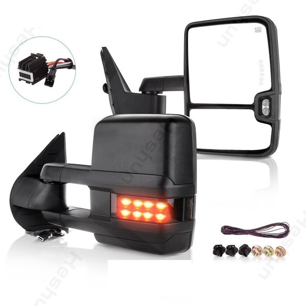 Pair of Powered Heated Towing Side Mirrors Compatible For 2014 2015 2016-2018 Chevrolet Silverado GMC 1500 2500 Sierra 6.0L