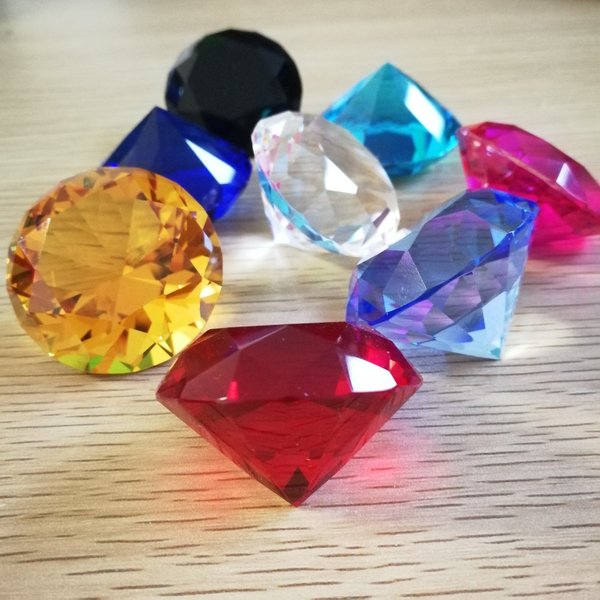 50 mm Farben geschliffenes Glas, riesiger Kristall, rautenförmiger Briefbeschwerer, Dekor, DIY-Schmuck, Handwerk, Edelstein, Hochzeit, Weihnachten, Ornament, Geschenke