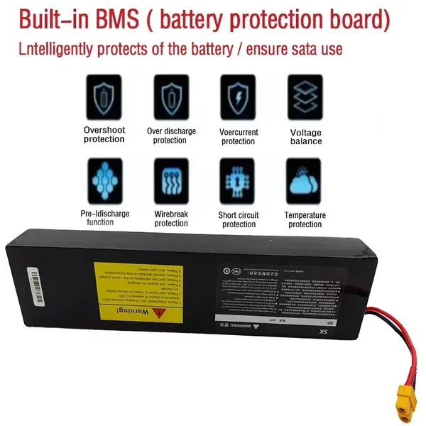 36V 100Ah wiederaufladbarer Lithium-Akku 18650 10S3P 500W Power Modified 36V Elektroroller-Akku mit BMS, XT60 XT30 Stecker