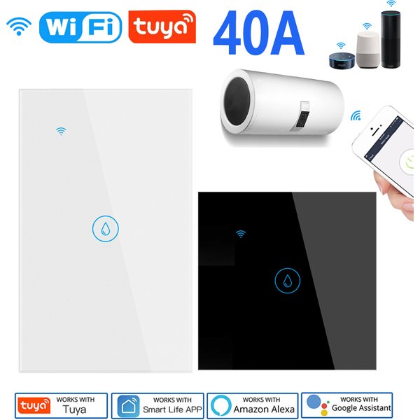 Water Heater Switches EU/UK/US/Brazil Standard 40A 8000W Voice Touch Panel Timer Alexa Google Home Wifi Sensor Smart Switch Home