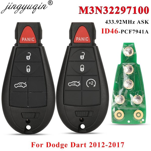 jingyuqin M3N 32297100 Clé à distance Fobik pour Dodge Dart 2012 2013 2014 2015 2016 2017 433mhz ID46 PCF7941 clé de voiture 56046773 AA