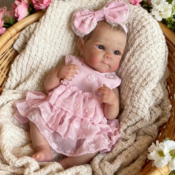 Reborn Puppe 18Zoll Lebensecht Voll Vinyl Reborn Baby Mädchen Handgefertigt Babypuppen Realistisch Neugeborenes Mädchen