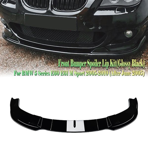 Für bmw 5 series e60 e61 m sport 2010-2015 front stoßstange spoiler lippe carbon faser optik/glänzend schwarz unterer splitter körperschutz