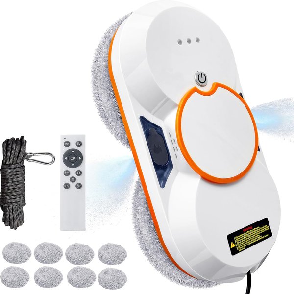3800Pa Fensterreinigungsroboter mit starker Saugkraft, automatischer Glasreiniger, elektrischer Fensterwischer mit Fernbedienung, 60ml Wassertank, Sicherheitsseil, Anti-Fall-Funktion, automatisches