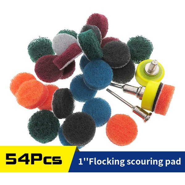 54-teiliges Scheuerschwamm-Set, 2,5 cm, Stützteller, 1/8 Zoll Schaft, Scheuerschwamm-Set für Dremel-Schleifer, Holz, Glas, Polieren, Schleifen, Entgraten