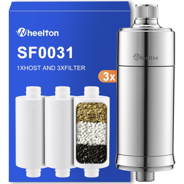 Filtre à eau pour douche domestique Wheelton - Filtre à eau qui réduit le chlore, les métaux lourds et les sédiments, améliore la peau sèche et les démangeaisons, et la perte de cheveux