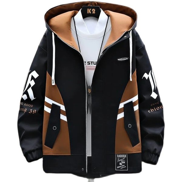 2025 New Autumn Hooded Jacket Men Breathable Outwear Male Patchwork Color Streetwear Comfortable Casual Clothing Plus Size