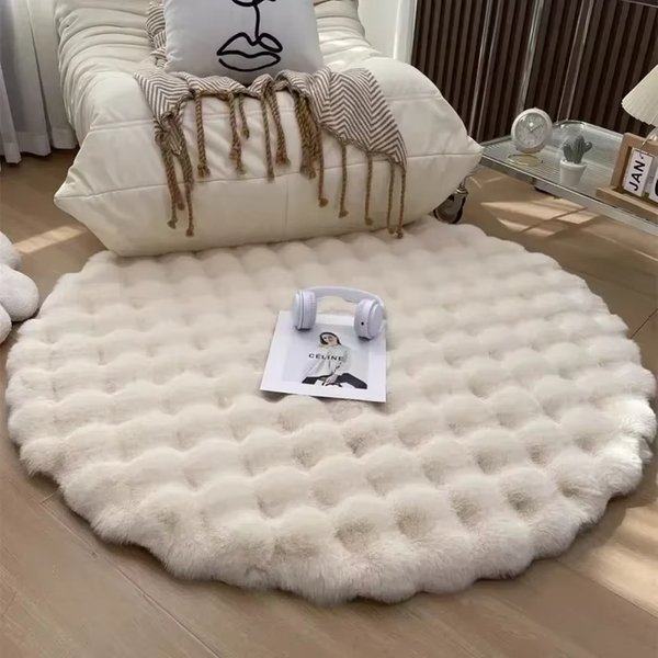 Runde Blase Samt Teppich Einfarbig Weichen, Flauschigen Plüsch Nicht Slip Teppiche Warme Schlafzimmer Kissen Couchtisch Fußmatten Wohnkultur